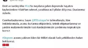 İçişleri Bakanı Yerlikaya'dan Fas'ta meydana gelen depreme ilişkin paylaşım Açıklaması