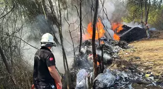 Düzce'de çıkan tekstil atığı yangını ormana sıçradı