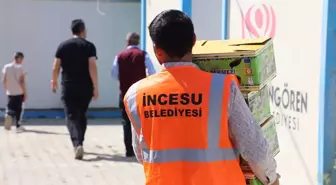 İncesu Belediyesi, Göksun'daki depremzedelere 2 ton üzüm dağıttı