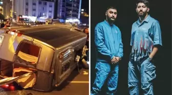 Konsere giden rap şarkıcıları Canbay ve Wolker'ı taşıyan minibüs devrildi