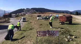 Kümbet Yaylası'nda yaklaşık 2 ton çöp toplandı