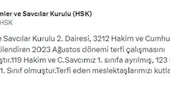 HSK'dan 242 hakim ve savcının terfi ettiği açıklandı