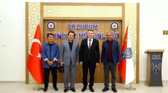 Erzurum Emniyet Müdürü Kadir Yırtar, İHA Erzurum Bölge Müdürü Ayhan Türkez'i kabul etti