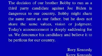 Kennedy Kardeşler, Bobby Kennedy Jr'ın Adaylığını Desteklemiyor