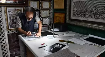 Emekli inşaat teknikeri ve reklamcı, hat sanatında üç boyutlu eserler yapıyor