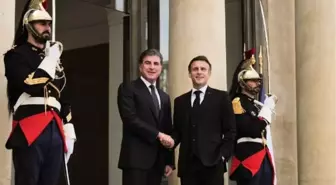 Fransa Cumhurbaşkanı Macron, Irak Kürt Bölgesel Yönetimi Başkanı Barzani ile Görüştü