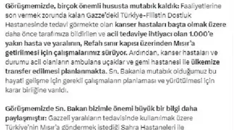 Türkiye, Mısır'a Sahra Hastaneleri ve ambulanslar göndermek için izin aldı