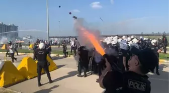 İsrail'i protesto etmek için İncirlik Hava Üssü'ne girmeye çalışan kalabalığa polisten sert müdahale