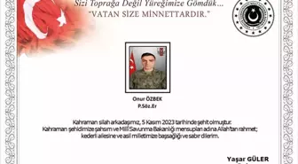 Şehit Piyade Sözleşmeli Er Onur Özbek'in naaşı memleketine gönderildi