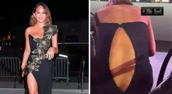 Ünlü oyuncu Chrissy Teigen'in galada fermuarı patladı