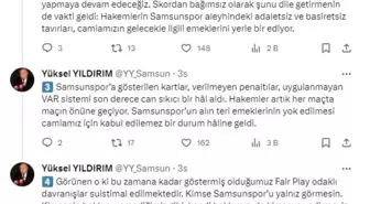 Y. Samsunspor'dan sert açıklama: 'Hakem hatalarının devam etmesi durumunda, emeklerimizin gölgede bırakılmasına göz yummayacağız'