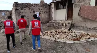 Türk Kızılay'ı Ağrı Şubesi Köy Köy Dolaşarak Gıda Yardımı Yapıyor