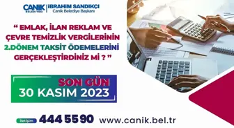 Canik'te emlak, çevre temizlik, ilan ve reklam vergilerinin ikinci taksitleri 30 Kasım 2023 tarihine kadar ödenebilecek