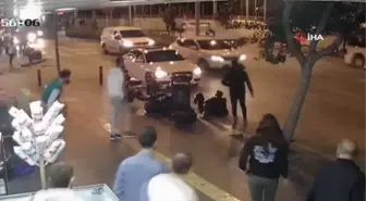 Kırmızı ışık ihlali yapan bisikletli, otomobile böyle çarptı