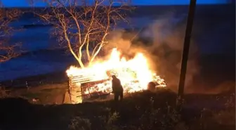 Bartin'da çay bahçesi kulübesinde yangın çıktı