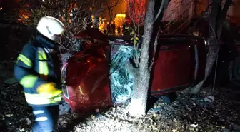 Amasya'da otomobil evin bahçesine uçtu, sürücü yaralandı