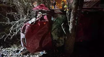 Amasya'da otomobil evin bahçesine uçtu, sürücü yaralandı