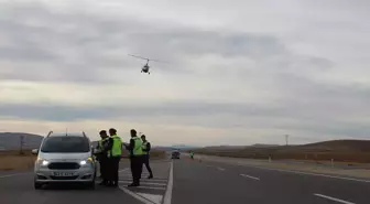 Konya Yunak'ta cayrokopter destekli trafik denetimi