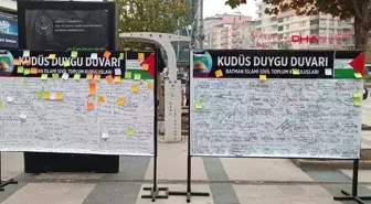 Batman'da İsrail'in Gazze'ye yönelik saldırılarına tepki ve Filistin'e destek amacıyla 'Duygu duvarı' oluşturuldu