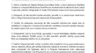 Türkiye ve Irak Heyetleri Arasında Ortak Sonuç Bildirisi Yayınlandı