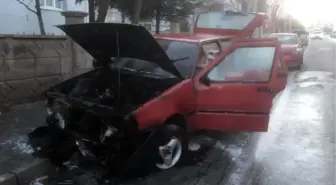 Karaman'da Otomobil Alev Aldı