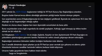 İYİ Parti Kaman İlçe Başkanı Hüseyin Karaboğaz istifa etti