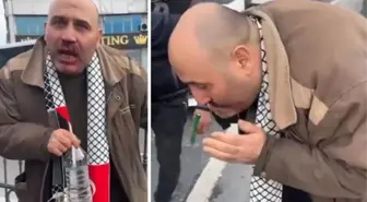 Galata Köprüsü'ndeki Gazze eyleminden dönen vatandaşa yumruklu saldırı
