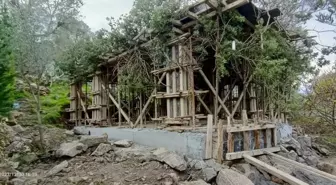 Bodrum'da ağaç dallarıyla gizlenen kaçak inşaat tespit edildi