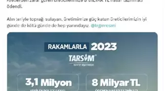 Tarım Sigortaları Havuzu'ndan üreticilere 9,2 milyar lira devlet prim desteği