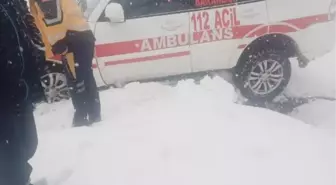 Karla Mahsur Kalan Ambulans Kurtarıldı