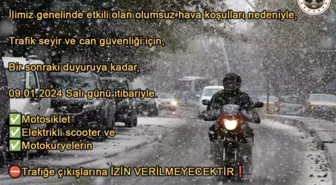 Kırklareli'nde Olumsuz Hava Şartları Nedeniyle Motosiklet ve Elektrikli Bisiklet Trafiği Yasaklandı