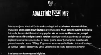 Kocaelispor Kulübü, Manisa FK maçının hakemleri hakkında tahkikat başvurusu yaptı