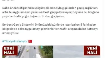 TEM Anadolu Otoyolu Kurtköy Gişeleri'nde Serbest Geçiş Sistemi Kuruldu