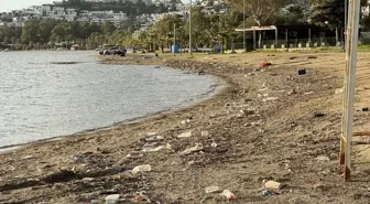 Bodrum'da Yağış Sonrası Sahilde Çöp Birikti