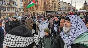 Stockholm'de İsrail'in Gazze'deki etnik temizliğine karşı protesto