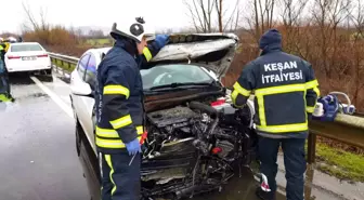 Keşan'da kaygan yolda trafik kazası: 4 yaralı