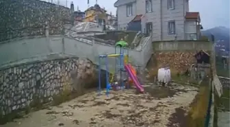 Tokat'ta çocuk parkının istinat duvarı çöktü