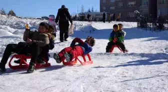 Van'da Kar Yağışıyla Çocuklar Kayak Yaptı