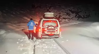 Yüksekova'da kardan kapanan köyde rahatsızlanan kadın hastaya ulaşıldı