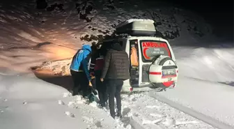 Yoğun kar yağışı nedeniyle kapanan köyde hasta kadın kurtarıldı