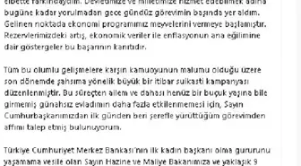 Merkez Bankası Başkanı Hafize Gaye Erkan İstifa Etti