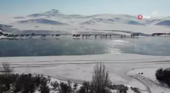 Erzincan'da soğuk havanın etkisiyle barajlar dondu