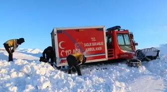 Kar ve tipi nedeniyle yolu kapanan mezrada hamile kadın hastaneye ulaştırıldı