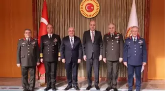 Milli Savunma Bakanı Yaşar Güler ve kuvvet komutanları TBMM Başkanı Numan Kurtulmuş'u ziyaret etti