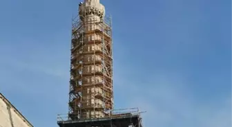 Ayasofya-i Kebir Camii 2'nci Bayezid Minaresi'nde Restorasyon Çalışmaları Başladı