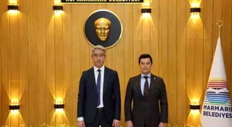CHP Marmaris Belediye Başkan Adayı Acar Ünlü, Marmaris Belediye Başkanı Mehmet Oktay'ı ziyaret etti