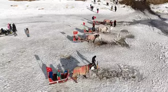 Çıldır Gölü'nde Turistler Kar ve Buz Üzerinde Eğlendi