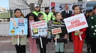 Amasya'nın Taşova ilçesinde yaya önceliği etkinliği düzenlendi