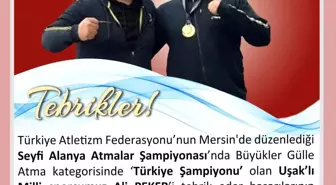 Uşak Valisi Turan Ergün, Türkiye Şampiyonu olan Uşaklı sporcuyu tebrik etti