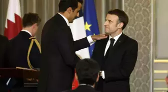 Fransa Cumhurbaşkanı Macron ve Katar Emiri Al Thani bir araya geldi